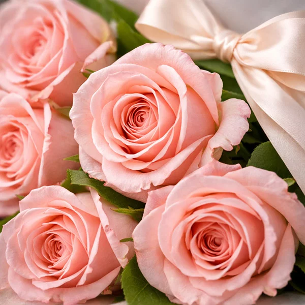 Высокие розовые розы (70 см)